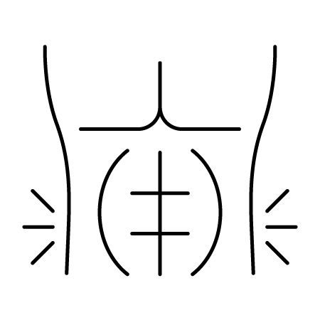 Symbol für Bauchmuskeltraining – flacher Bauch durch Neigungswinkel
