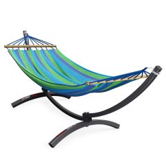 Outdoor Hängematte mit stabilem Stahlgestell in Blau-Grün für Garten und Terrasse