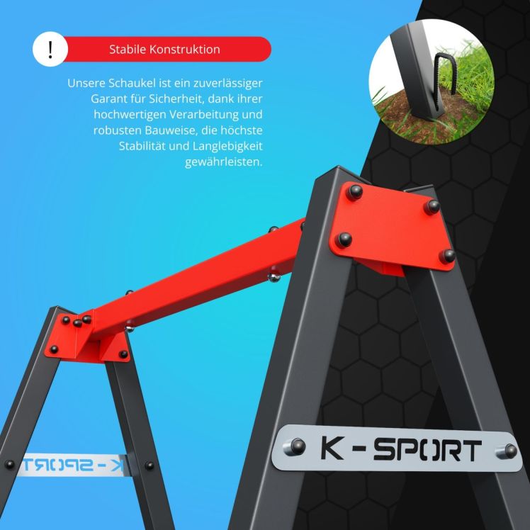 Stabile Metallkonstruktion der Garten Babyschaukel mit verstärkten Verbindungen für hohe Sicherheit und lange Lebensdauer