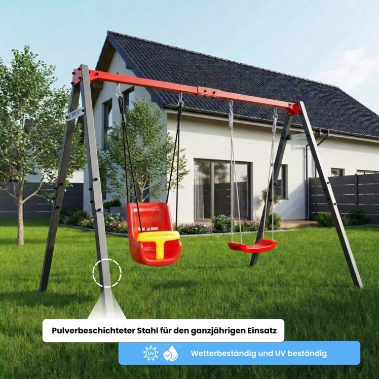 Metall Gartenschaukel mit pulverbeschichtetem Stahl, wetterfest und UV-beständig im Garten