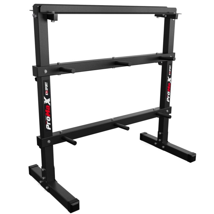 Hantelständer Pro Max aus Stahl zur Aufbewahrung von Langhanteln, Kurzhanteln und Hantelscheiben für Homegym