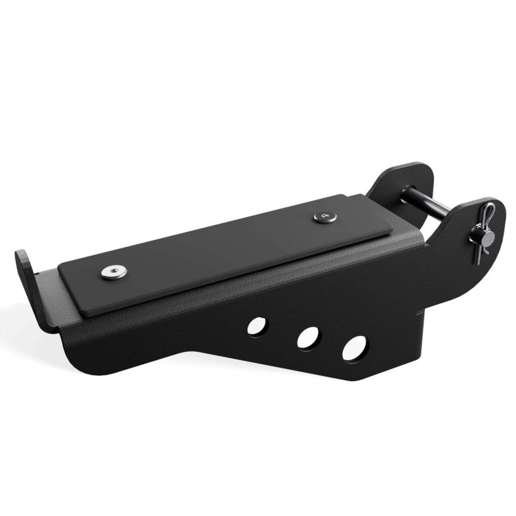 Höhenverstellbare Hantelablage aus Stahl mit Kunststoffauflage und Sicherungspin für Black-Line Power Racks