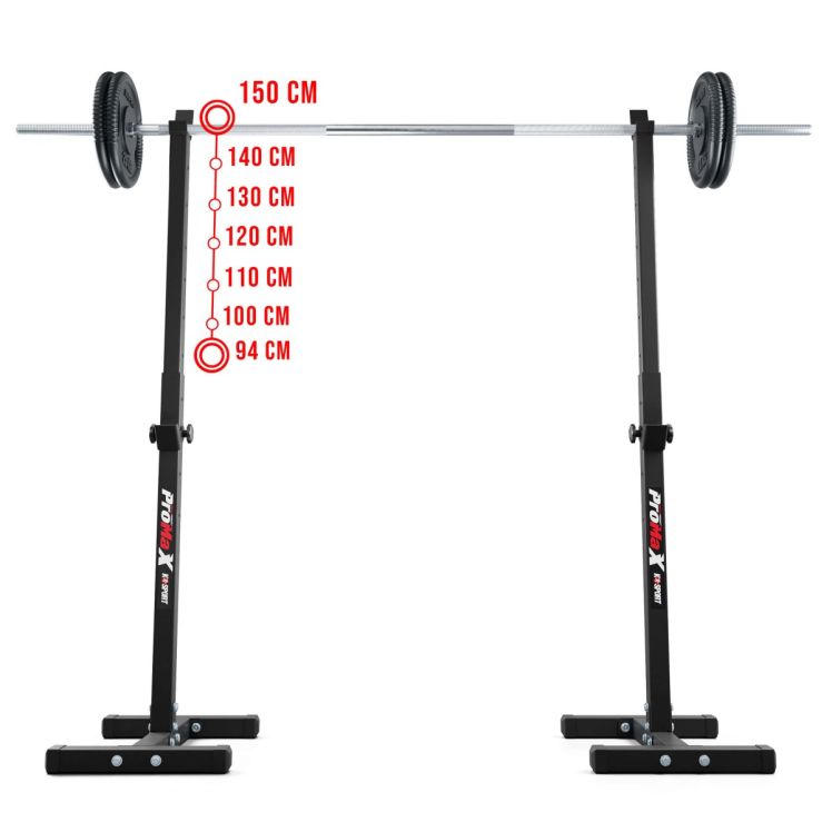 Hantelständer mit Langhantel, höhenverstellbar von 94 bis 150 cm