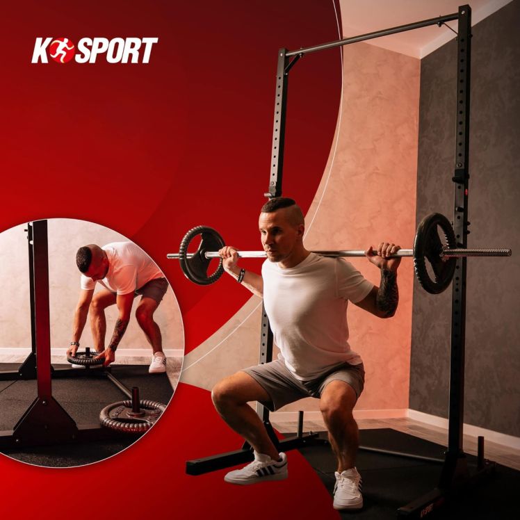 Half Rack mit Langhantel für Kniebeugen