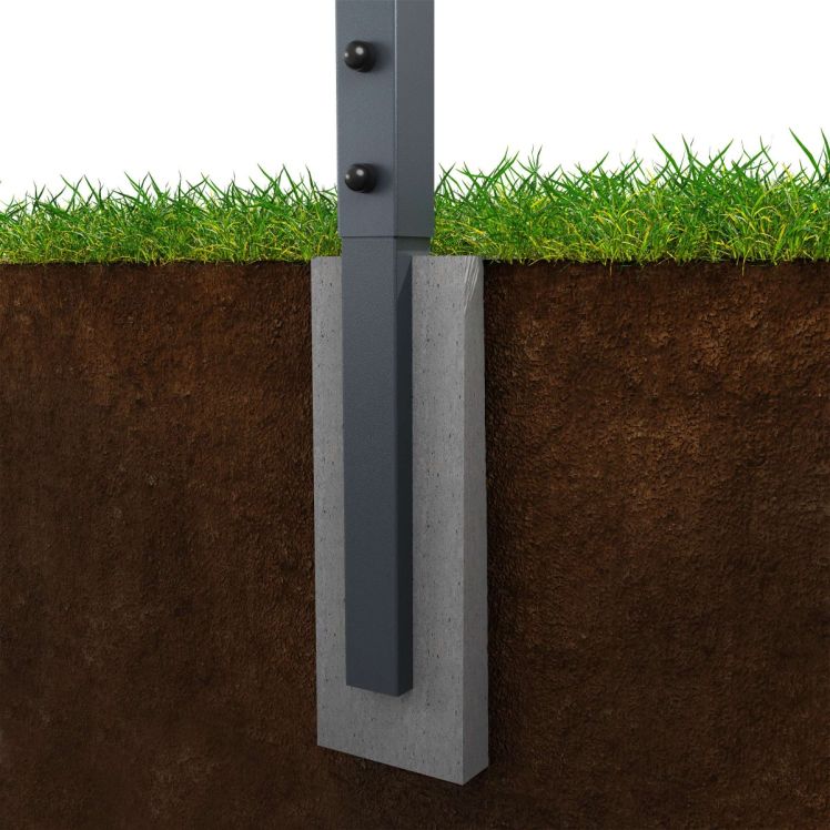 Detail der Bodenverankerung für die Parallelbarren