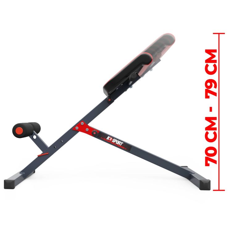 Rückentrainer und Bauchtrainer mit Höhenangabe