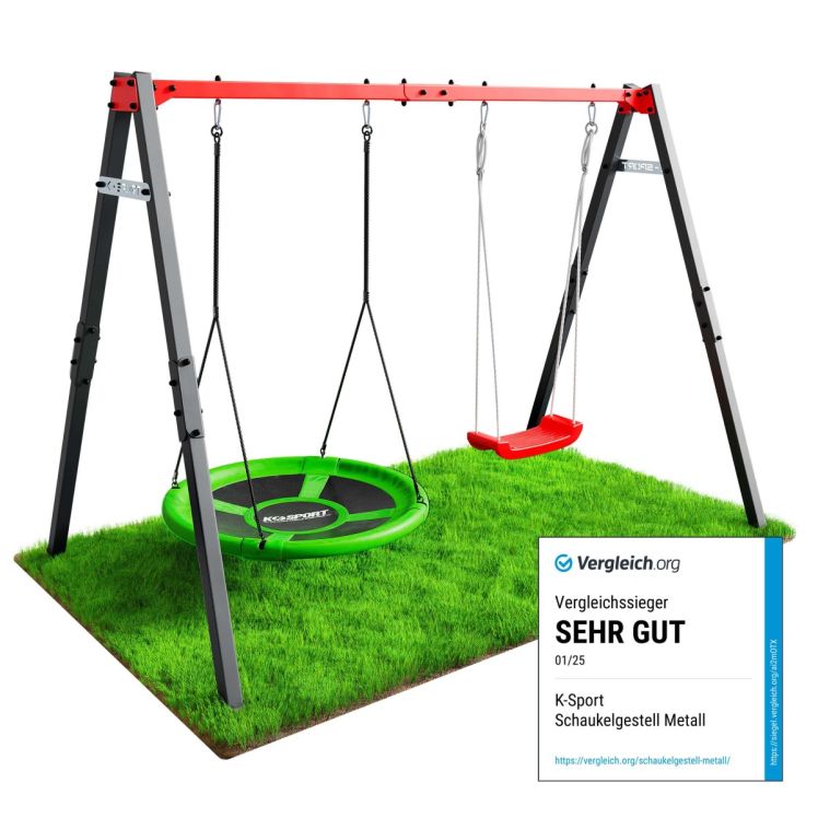 K-Sport Gartenschaukel aus Metall mit Nestschaukel und Sitzschaukel, Testsieger Auszeichnung Sehr Gut