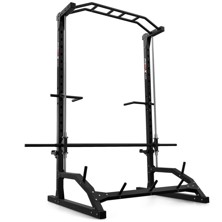 Seitliche Perspektive der schwarzen Smith Machine mit Fokus auf die kompakte Bauweise