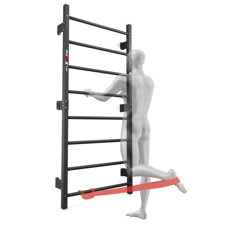 Sprossenwand Metall mit Widerstandsband Übung zur Beinmobilisation und Rehabilitation