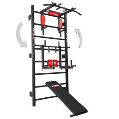 Sprossenwand mit Bank + Dip Station + Klimmzugstange
