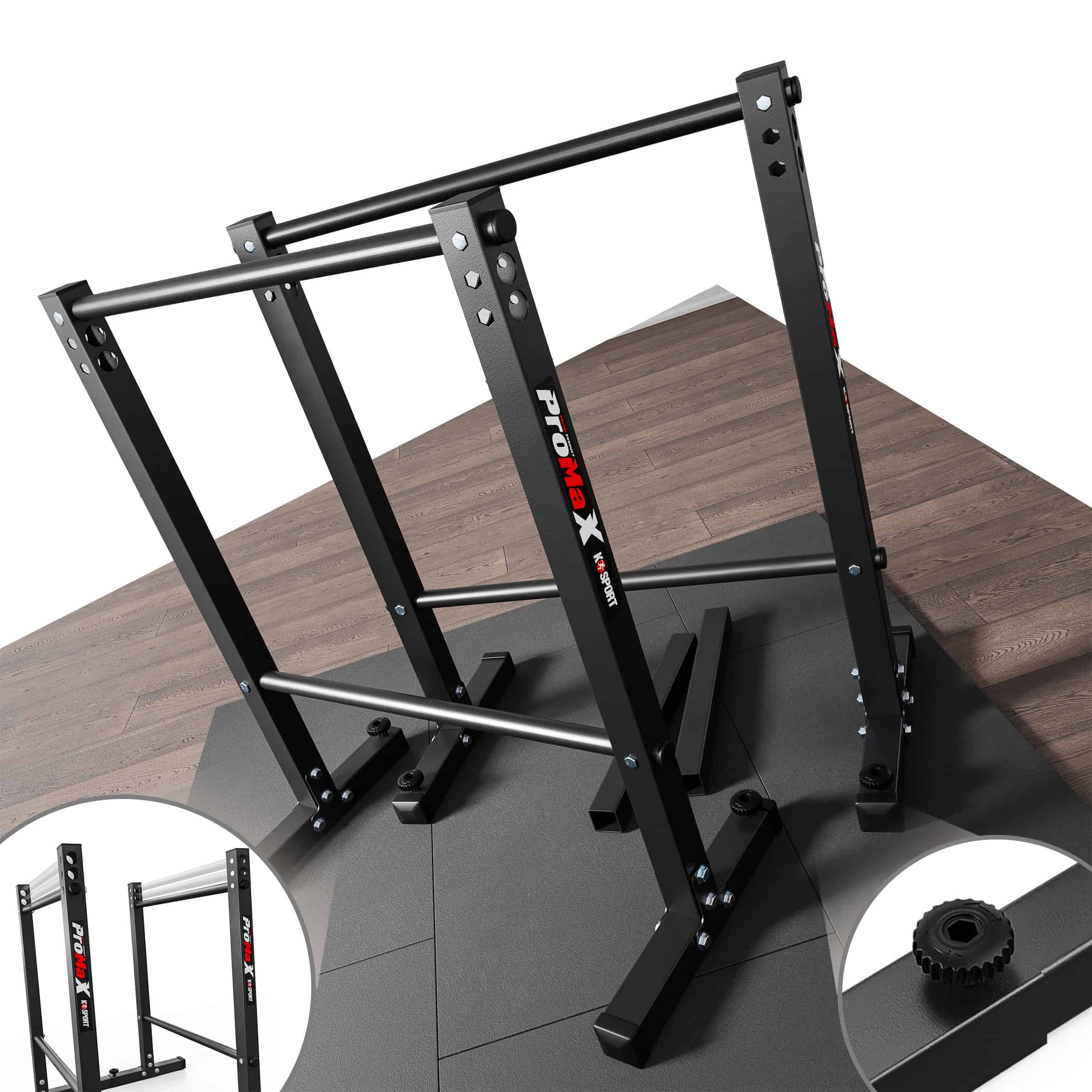 Schwarze und rote K-Sport Dip-Barren für Krafttraining