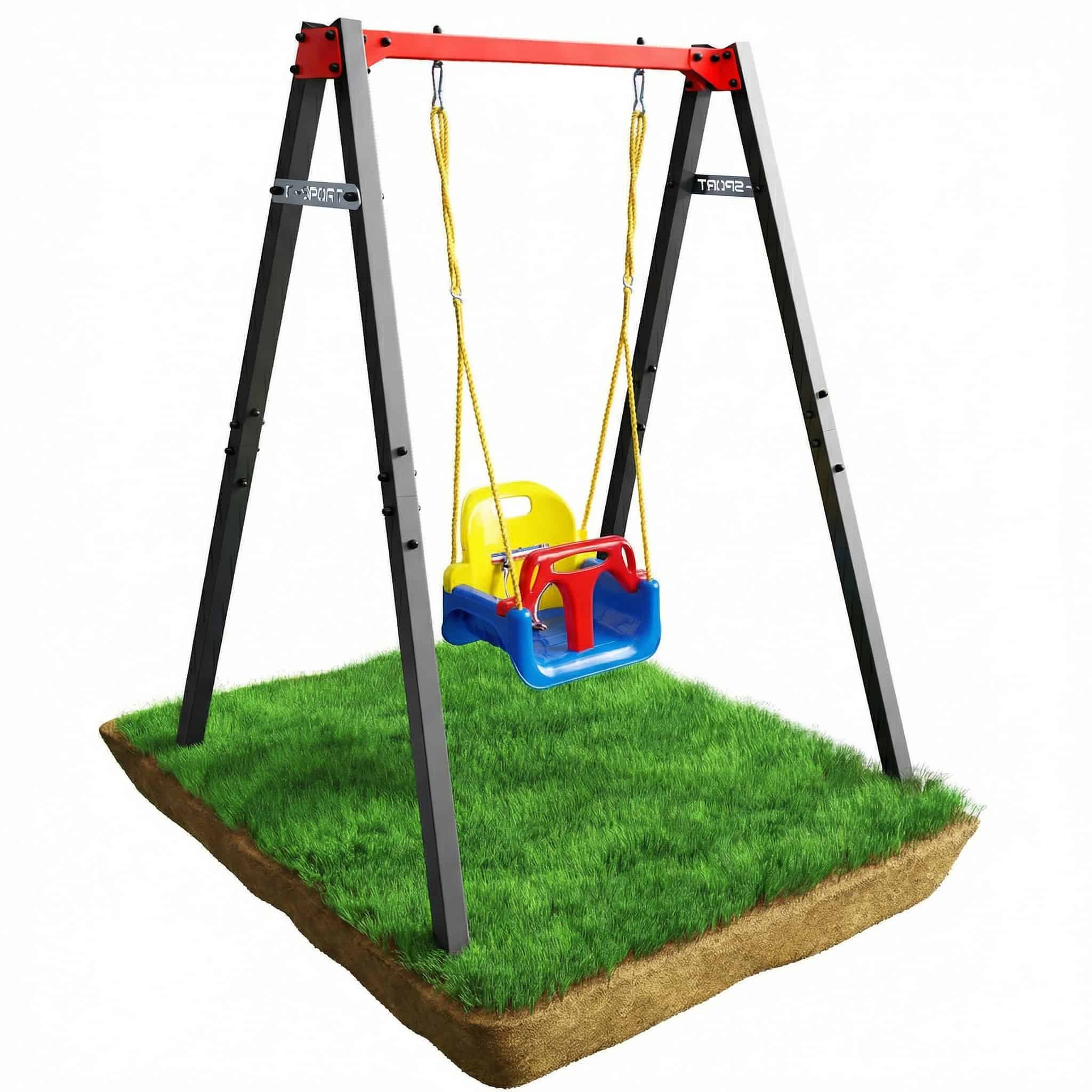 Garten Babyschaukel 3-in-1 mit stabilem Metallgestell und sicherem Kleinkindsitz, wetterfestes Schaukelset für Babys und Kleinkinder