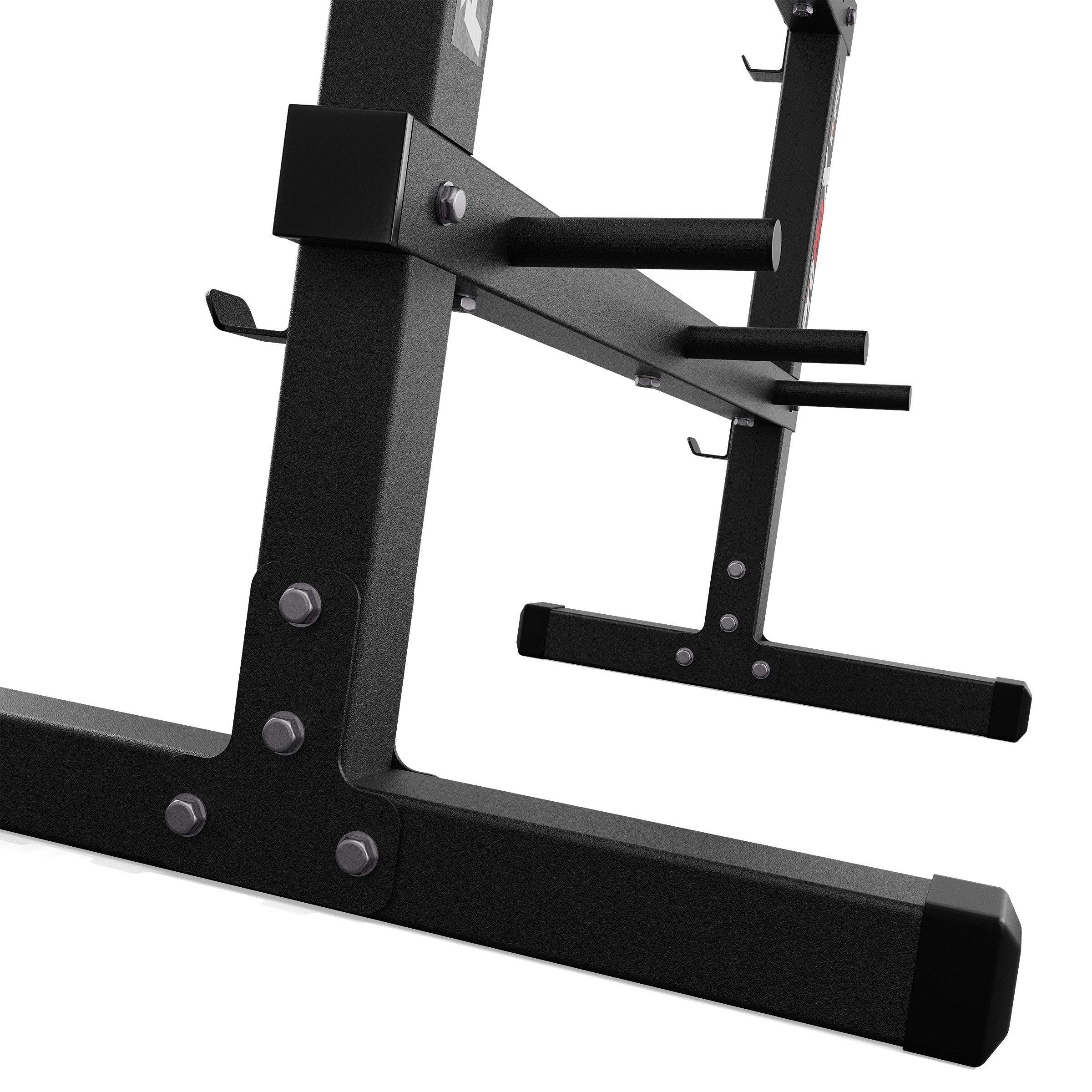 Robuster Gewichtsständer mit verstärkten Ablagearmen für sichere Lagerung von Hantelscheiben im Homegym