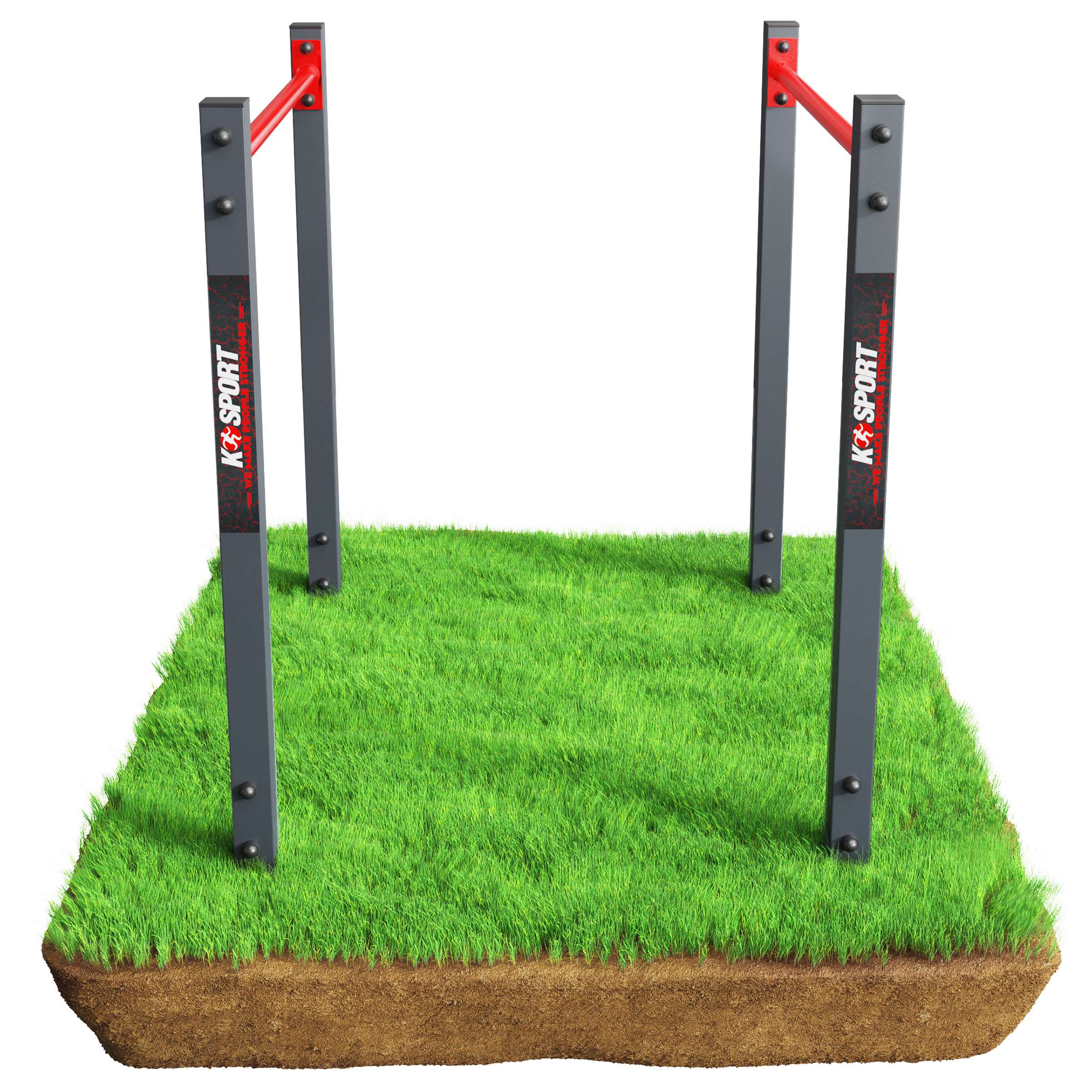 Frontansicht der Parallelbarren auf Gras