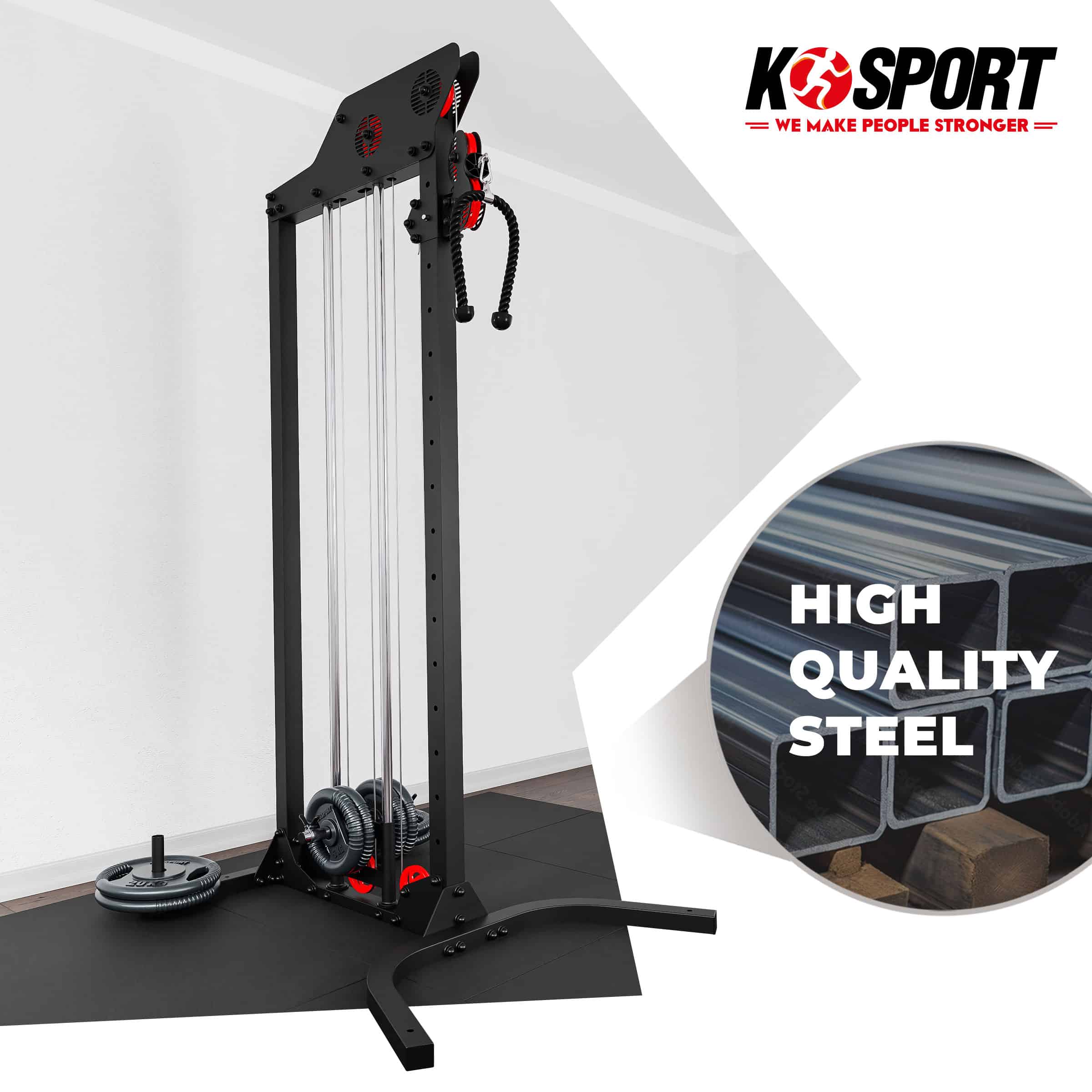 Kabelzugstation aus hochwertigem Stahl mit Logo K-Sport für effektives Krafttraining