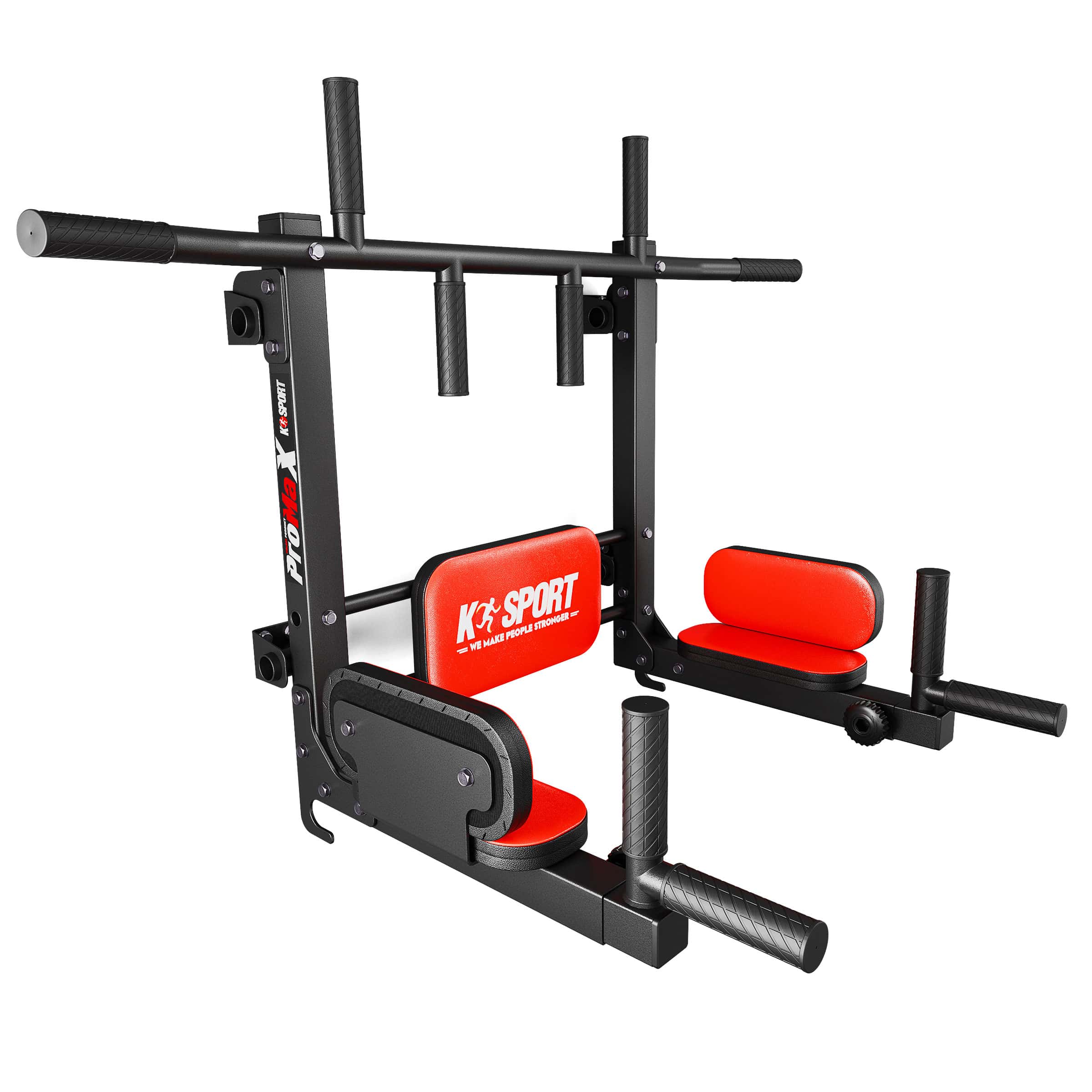 Klimmzugstange und Dip Station zur Wandmontage 2in1 für platzsparendes Home Gym Training