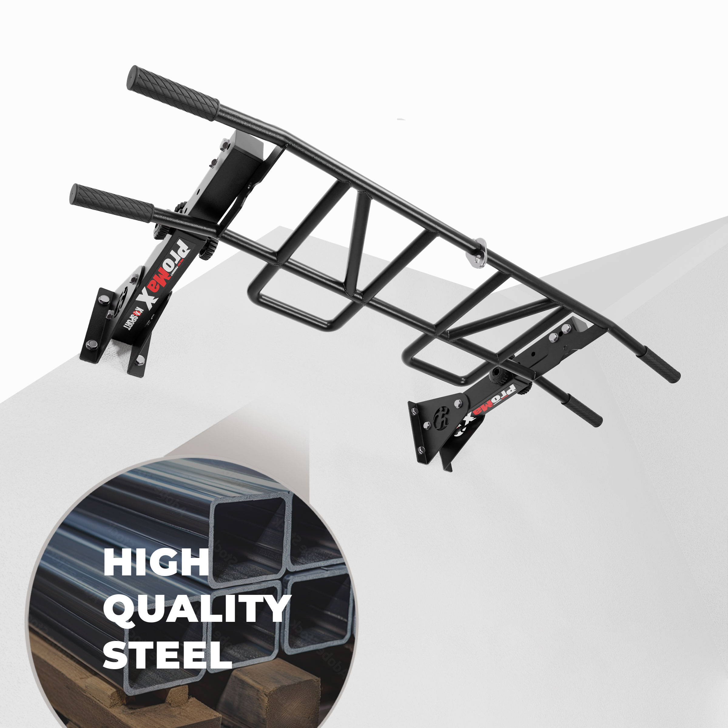 Wandmontierte Multi-Grip Klimmzugstange aus hochwertigem Stahl für effektives Oberkörpertraining