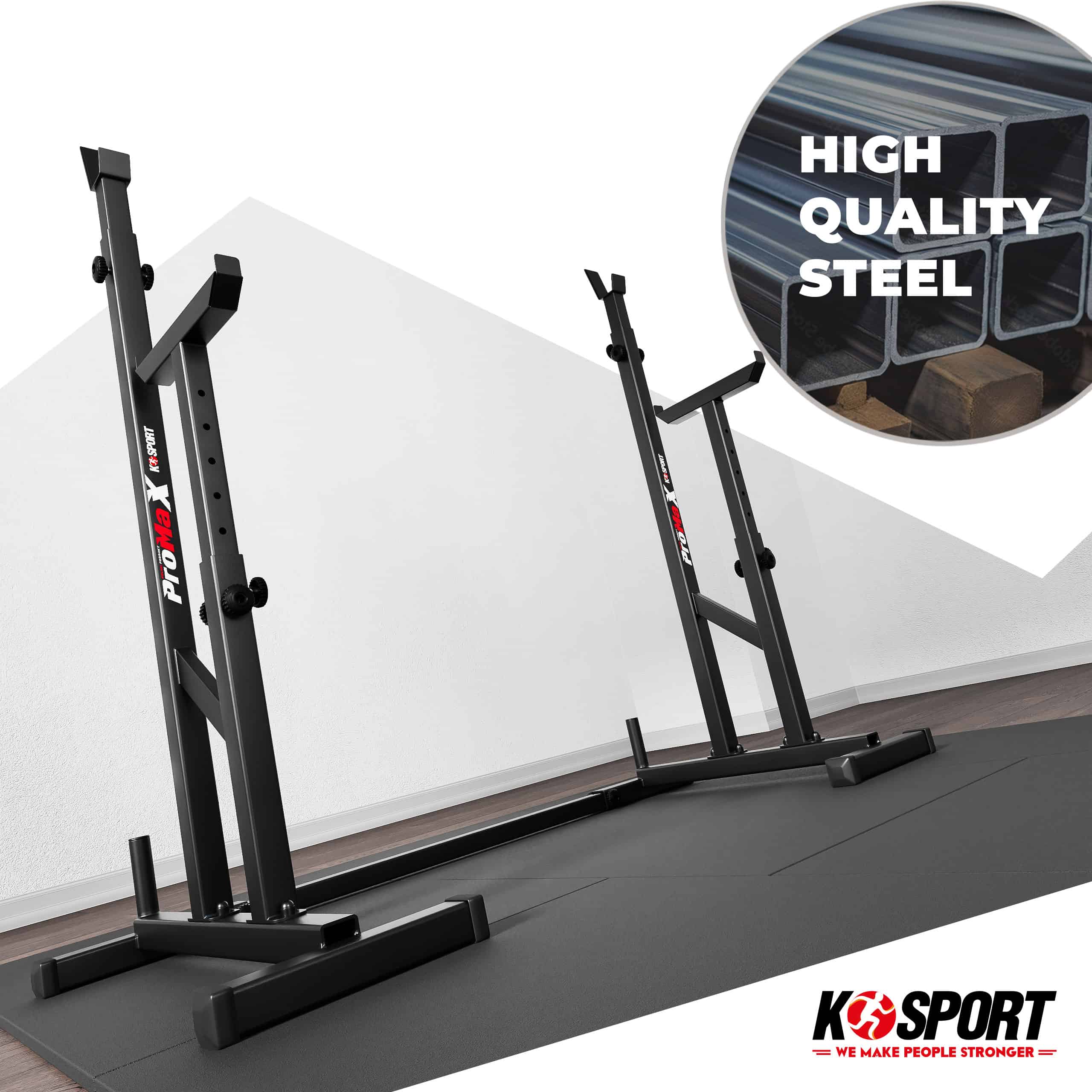 Squat Rack aus Stahl in Trainingsumgebung