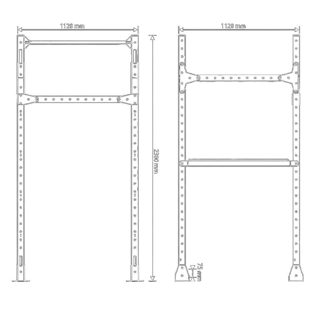 Technischen Daten - Power Rack Semi-Pro – Bodenmontage inkl. Klimmzugstange