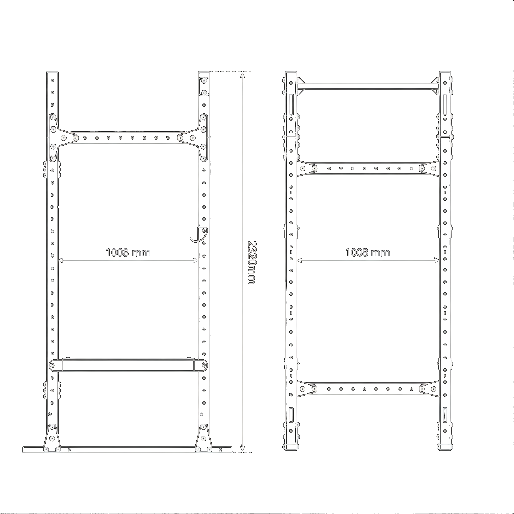 Technischen Daten - Power Rack Semi-Pro – Freistehend mit Klimmzugstange