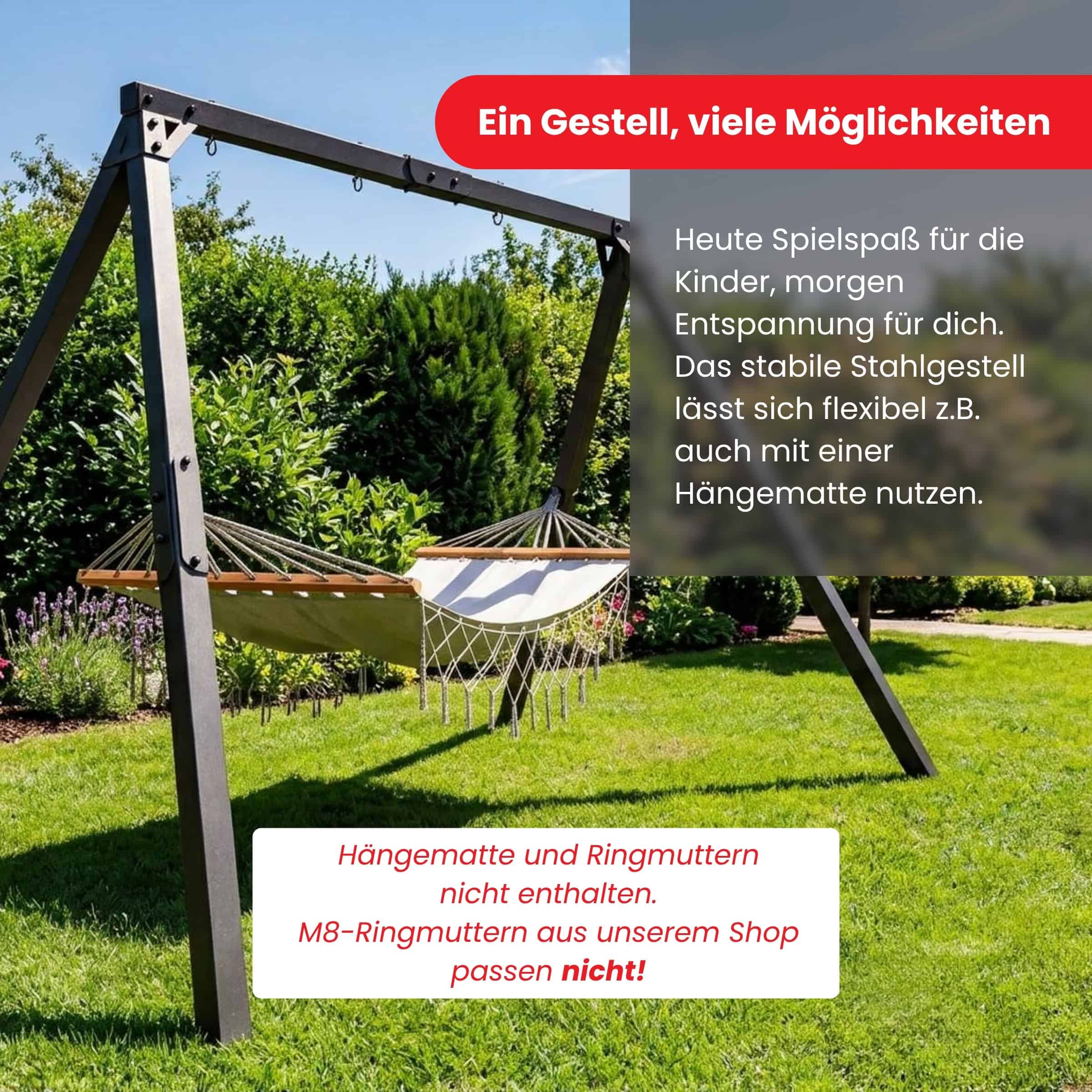 Robustes Metall Schaukelgestell mit Bodenverankerung und hoher Belastbarkeit