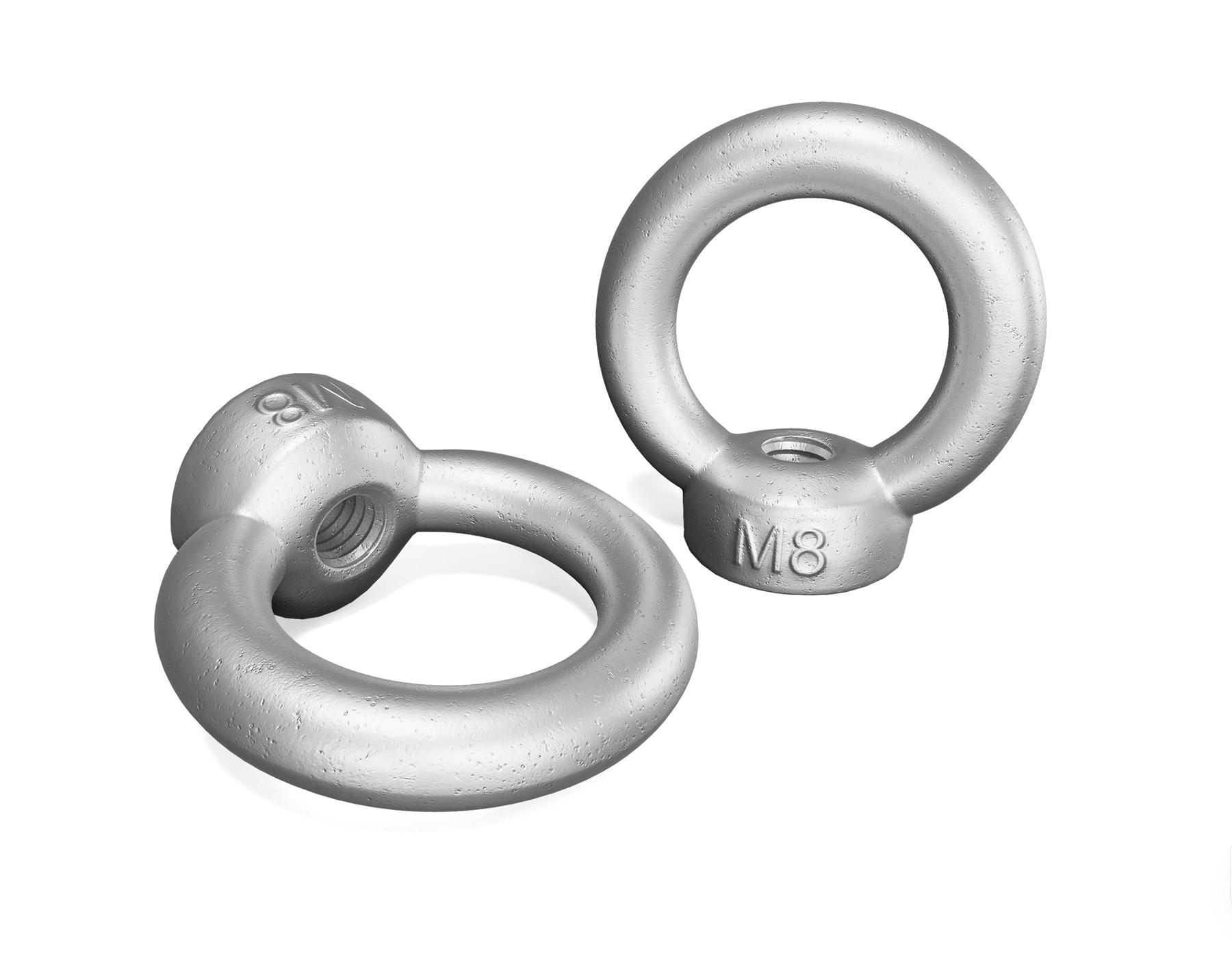 2er-Set M8 Ringmuttern verzinkt – ideal zur sicheren Montage von Hängematten
