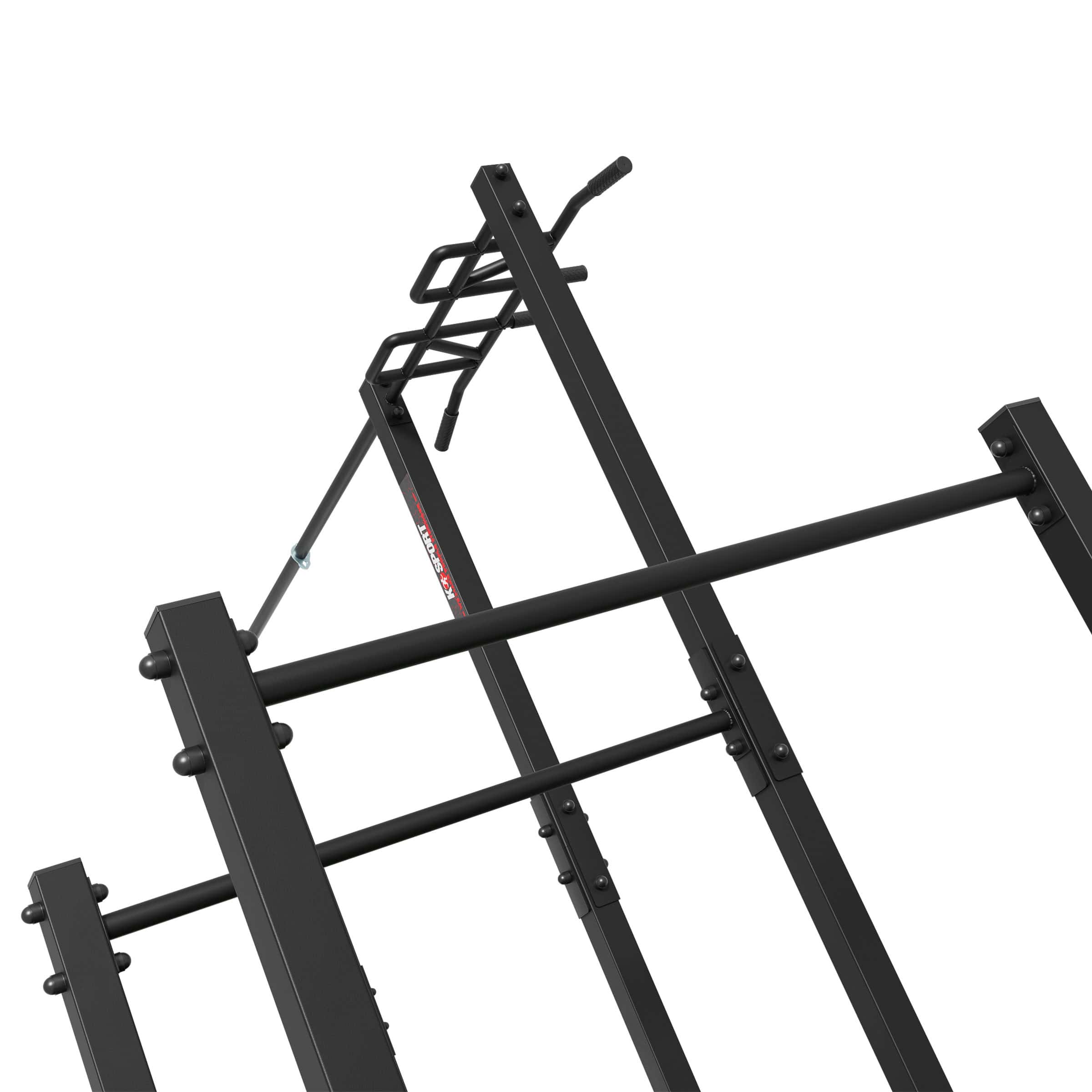 Detailansicht der Monkey Bar und Klimmzuggriffe aus pulverbeschichtetem Stahl, robuste Schweißkonstruktion