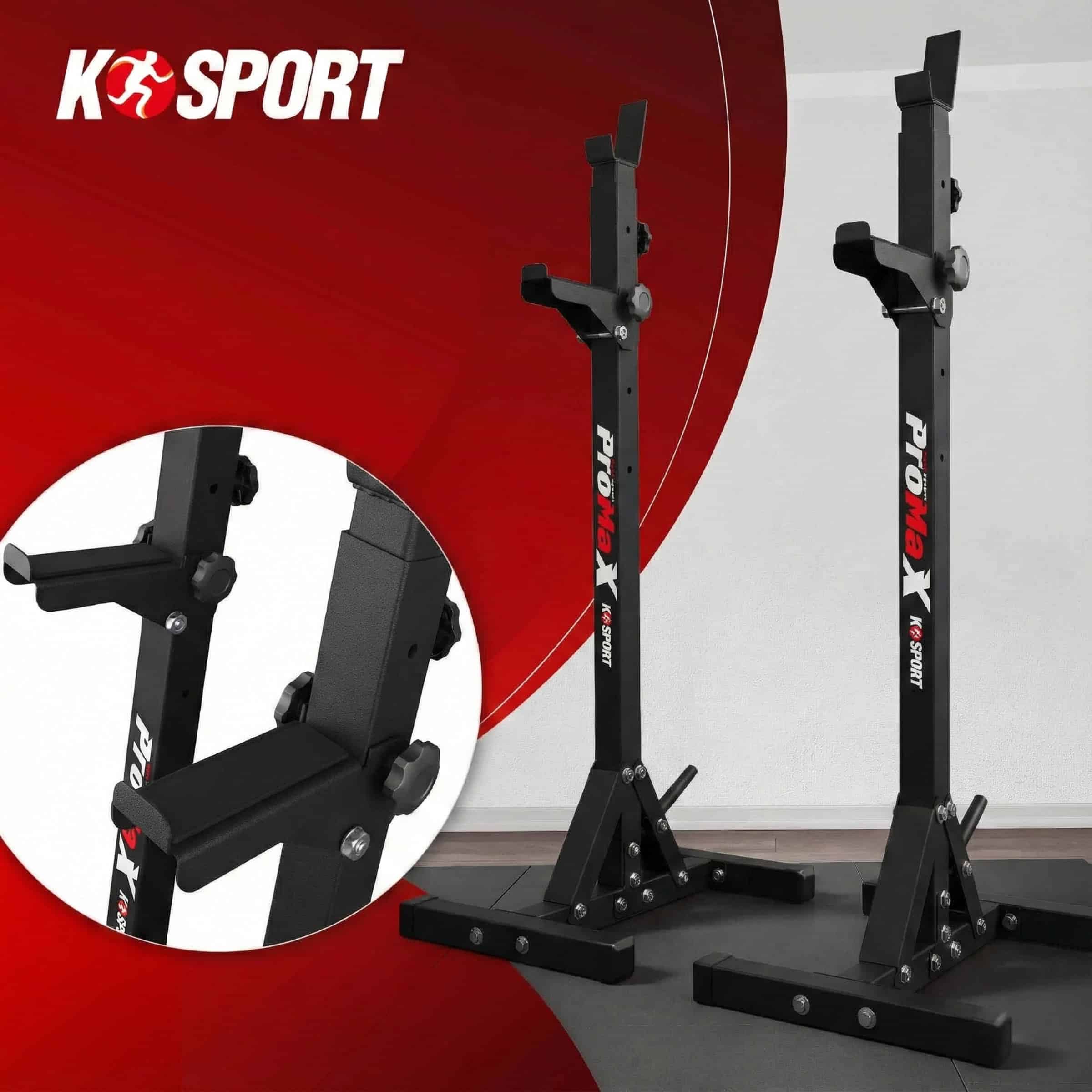 K-Sport Langhantelständer in Kombination mit Hantelbank für professionelles Homegym-Training