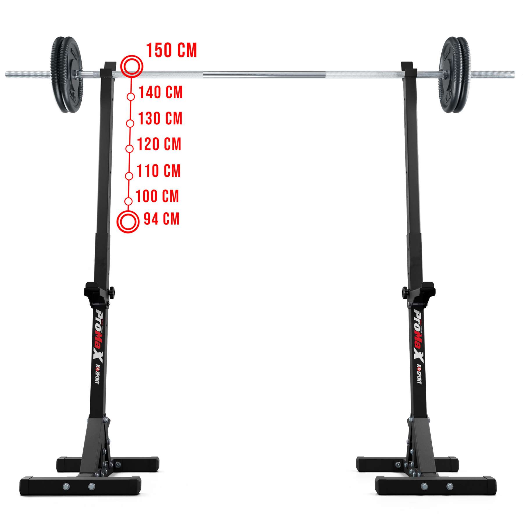 K-Sport Langhantelständer mit höhenverstellbarer Ablage von 94 bis 150 cm für vielseitiges Krafttraining