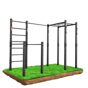 Outdoor Calisthenics Gerät mit Sprossenwand und Hangelleiter
